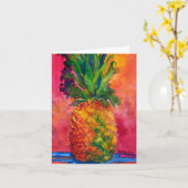 Hete roze ananas kaart (Gele Bloem)