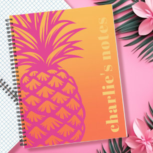 Hete roze ananas oranje gele gradiënt notitieboek