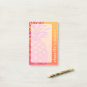 Hete roze ananas oranje gele gradiënt retro post-it® notes (Op bureau)
