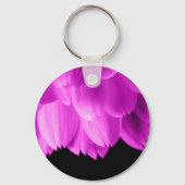 Hete roze bloemblaadjes op zwart sleutelhanger (Achterkant)