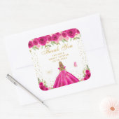 Hete Roze Bloemen Blond Haar Prinses Sweet Sixteen Vierkante Sticker (Envelop)