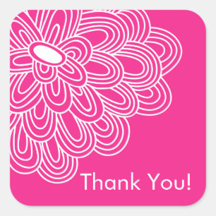 Hete Roze Bloemen Dank u Vrijgezellenfeest gunst Vierkante Sticker