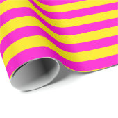 Hete roze en kanariegele strepen cadeaupapier (Rol Hoek)