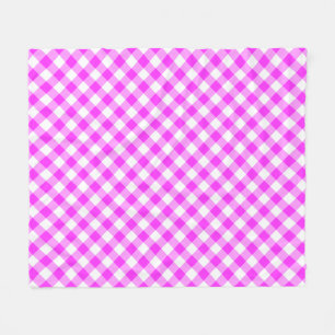 Hete roze en witte Buffalo Plaid Fleece Deken