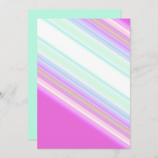 Hete roze en witte strips feestdagenkaart (Voorkant / Achterkant)