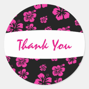Hete roze en zwarte hibiscus bloem sticker