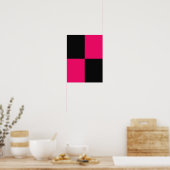 Hete Roze en Zwarte Kleurenblokken Poster (Keuken)