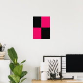 Hete Roze en Zwarte Kleurenblokken Poster (Thuiskantoor)