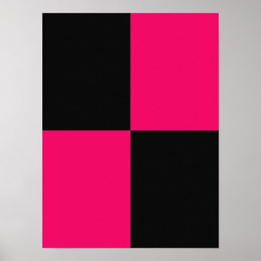Hete Roze en Zwarte Kleurenblokken Poster (Voorkant)