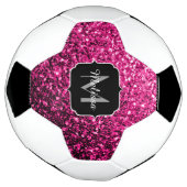 Hete roze faux glitter sparkle Monogram naam Voetbal (Gedraaid)