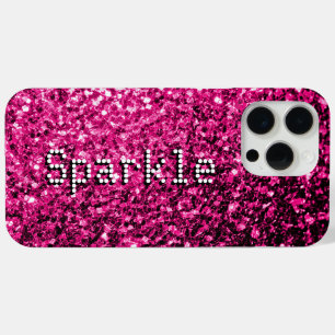 Hete roze faux glitters sprankelt Jouw tekst iPhone 15 Pro Max Hoesje