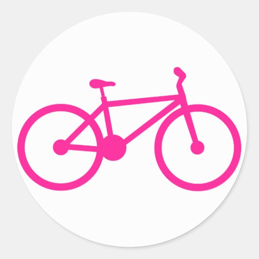 Hete Roze Fiets; fiets Ronde Sticker (Voorkant)