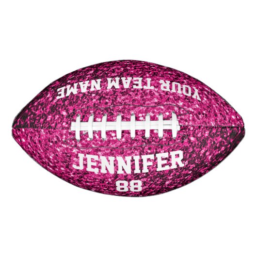 Hete roze glitter sprankelt Jouw naam Team American Football (Voorkant)