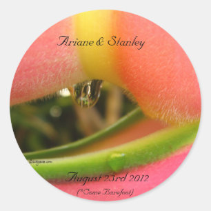Hete Roze Heliconia Tropische Bloemen Envelop Afdi Ronde Sticker