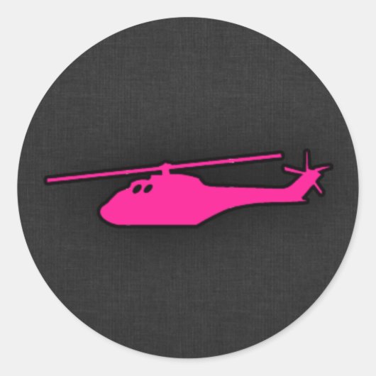 Hete Roze Helikopter Ronde Sticker (Voorkant)