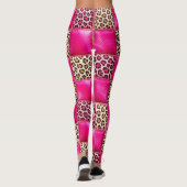 Hete Roze Luipaardprint Patchwork Leggings (Achterkant)