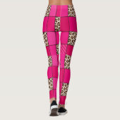 Hete Roze Luipaardprint Patchwork Leggings (Achterkant)