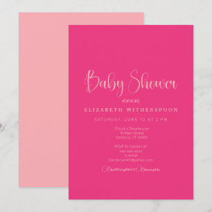 Hete roze massief modern baby shower Uitnodiging