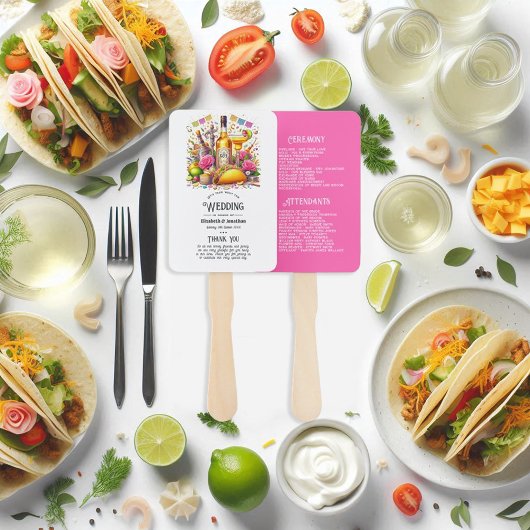 Hete-roze Mexicaans Fiesta Tequila Trouwprogramma Handwaaier