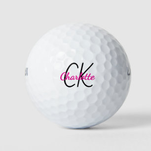 Hete roze monogram initialen naam golfballen