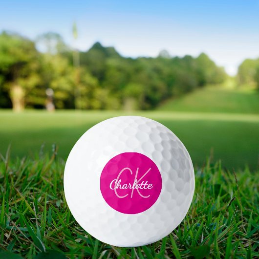Hete roze naam monogram initialen golfballen