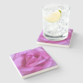 Hete roze roos bloem vet eenvoudige chique fotogra stenen onderzetter (Zijkant)