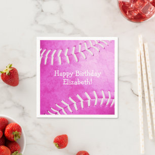 hete roze softbal meisjes sport verjaardagsfeestje servet