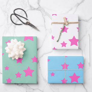 Hete roze ster meisjes Elke achtergrondkleur Inpakpapier Vel
