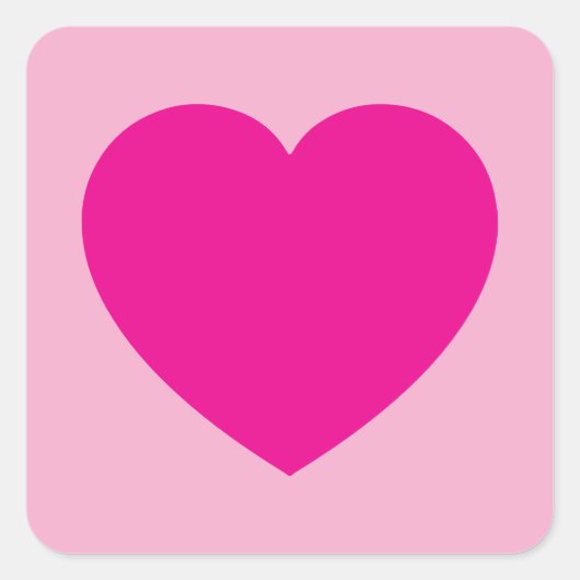 Hete Roze Valentijnse Hart Vierkante Sticker (Voorkant)