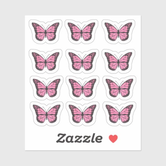 Hete roze vlinders sticker (Vel)