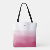 Hete Roze Waterverf Ombre Modern Monogram Draagtas (Achterkant)