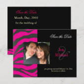 Hete roze zebra Save the Date Foto briefkaarten, Aankondigingskaart (Voorkant / Achterkant)