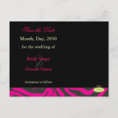 Hete roze zebra Save the Date Foto briefkaarten, Aankondigingskaart (Achterkant)