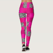 Hete Roze Zebraprint Patchwork Leggings (Achterkant)