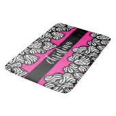 Hete roze zwart-witte zebra patroon hartnaam badmat (Gekanteld)