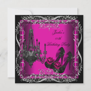 Hete Roze Zwarte Feest Verjaardag Hoge Hakken Scho Kaart