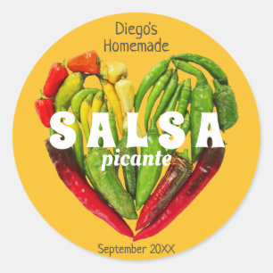 Hete spicyrode, gele Spaanse peper, hart Ronde Sticker