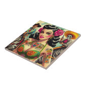 hete Tattoo meisje Tegeltje (Zijkant)