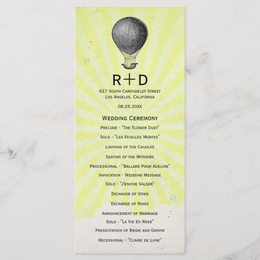  heteluchtballon bruiloft programma (Voorkant)