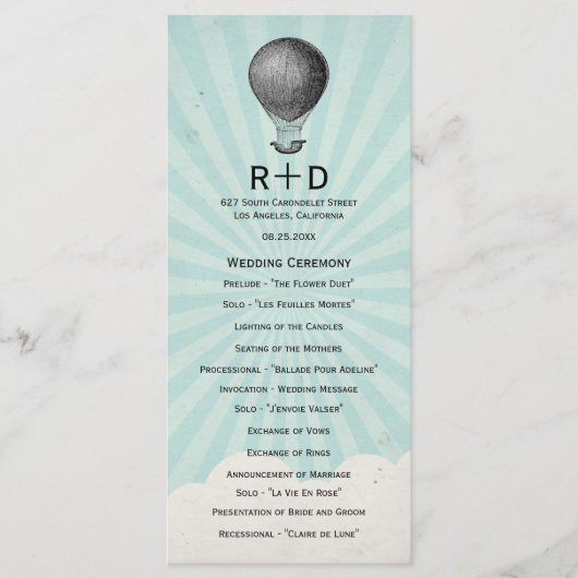  heteluchtballon bruiloft programma (Voorkant)