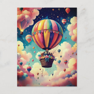 Heteluchtballon die door een Cotton Candy-lucht vl Briefkaart
