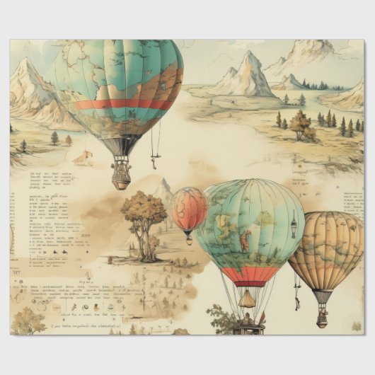  heteluchtballon in een sereen landschap (10) cadeaupapier (Vlak)