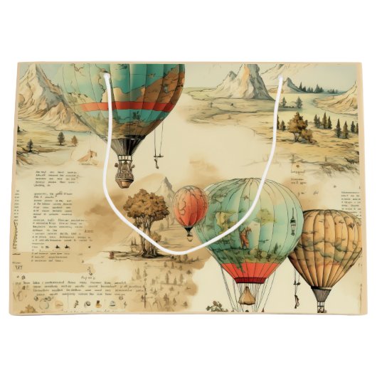 heteluchtballon in een sereen landschap (10) groot cadeauzakje (Voorkant)
