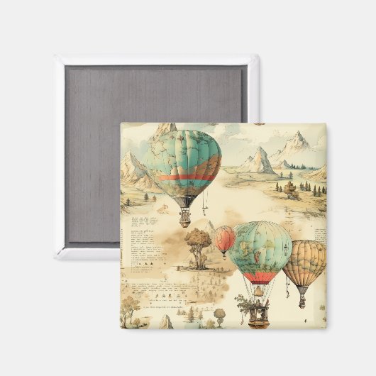  heteluchtballon in een sereen landschap (10) magneet (Voorkant / Achterkant)
