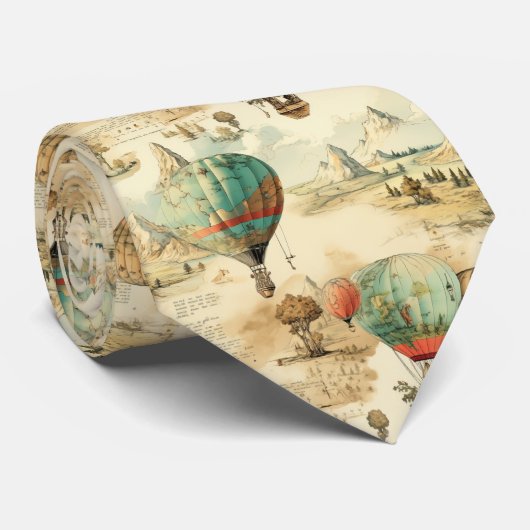 heteluchtballon in een sereen landschap (10) stropdas (Opgerold)
