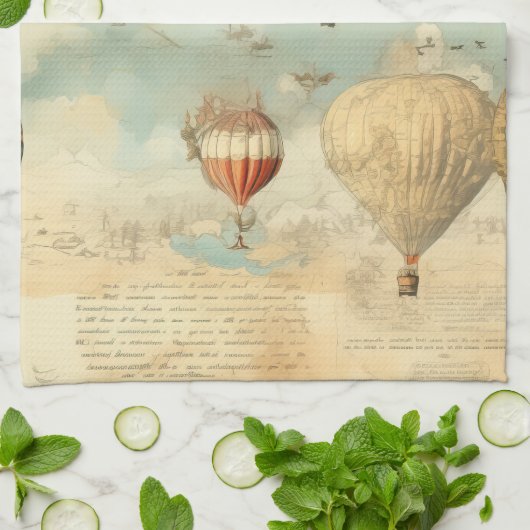 heteluchtballon in een sereen landschap (11) theedoek (Gevouwen)