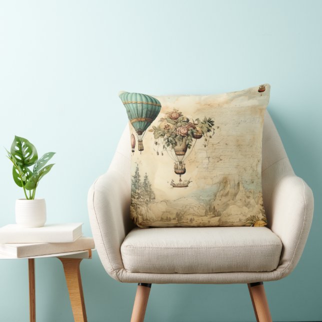  heteluchtballon in een sereen landschap (1) kussen (Stoel)
