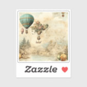  heteluchtballon in een sereen landschap (1) sticker (Vel)