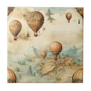  heteluchtballon in een sereen landschap (2) tegeltje