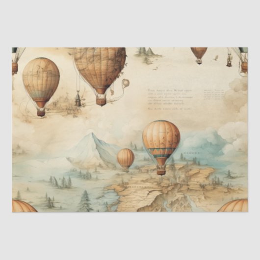  heteluchtballon in een sereen landschap (2) tissuepapier (Voorkant)